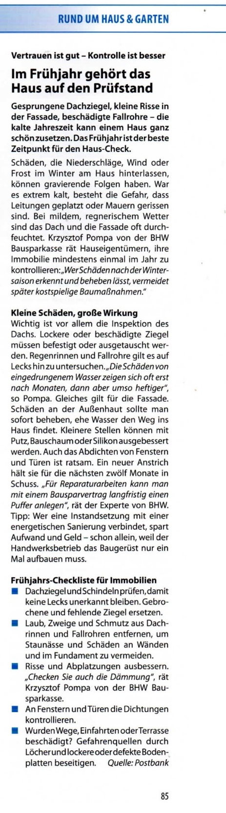 Im Frühjahr gehört das Haus auf den Prüfstand