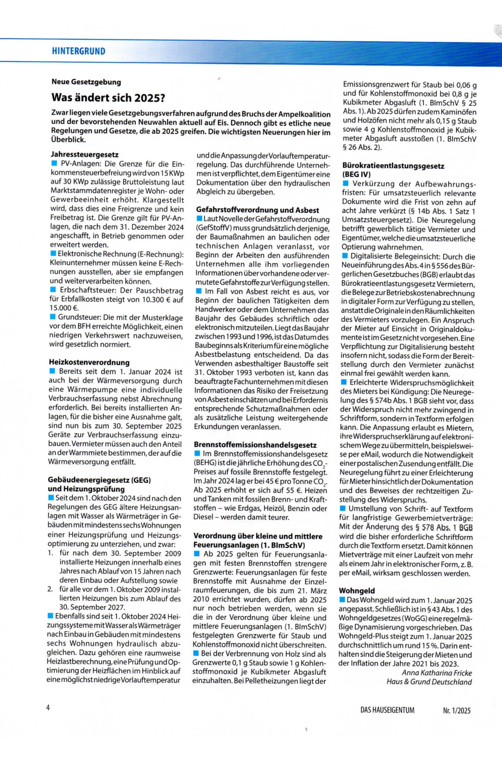 Was ändert sich 2025 für Immobilieneigentümer?